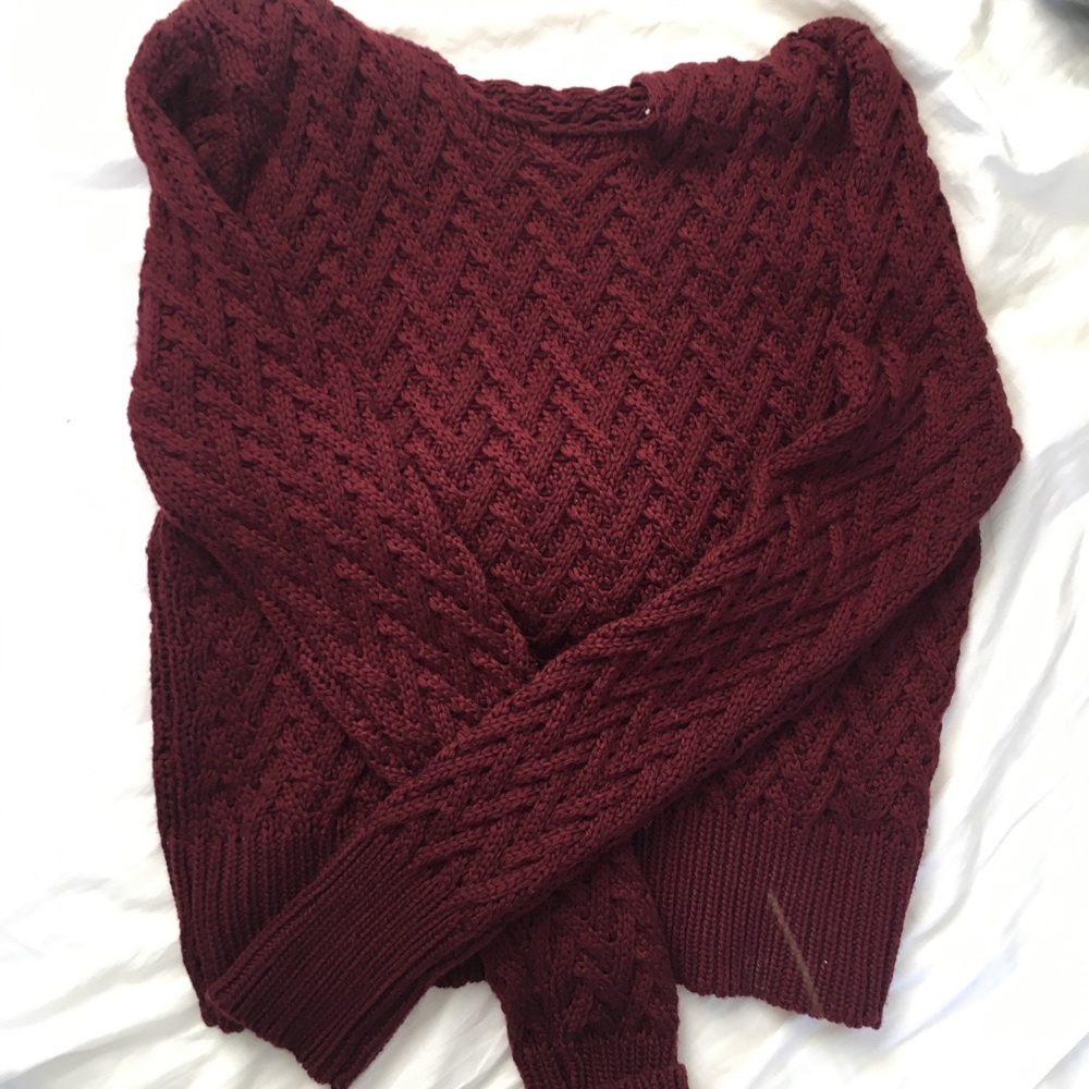maroon knit hooded LF sweater